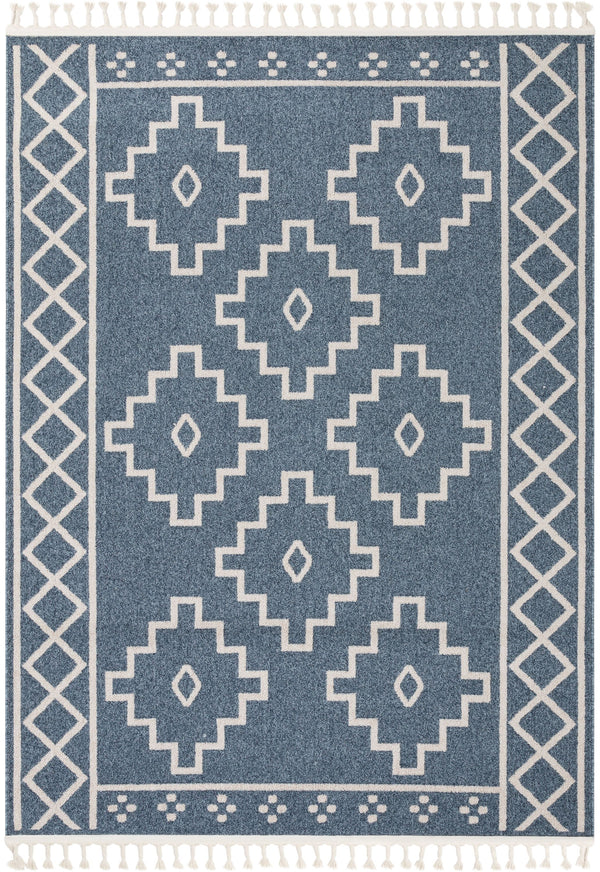 Mica Southwestern Tribal  Denim Blue 5'3" x 7'3" Kilim-Style Rug