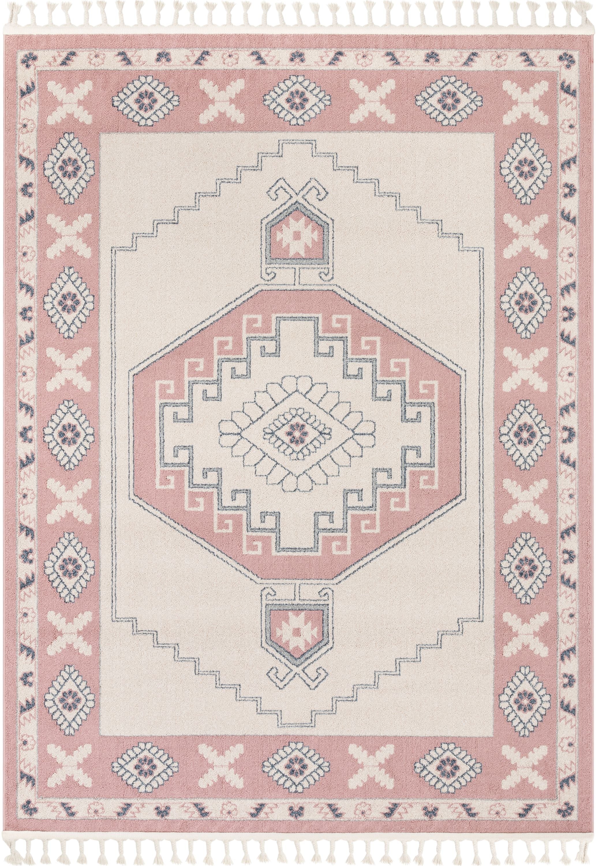 Kaya Southwestern Tribal Medallion Blush Kilim-Style Rug