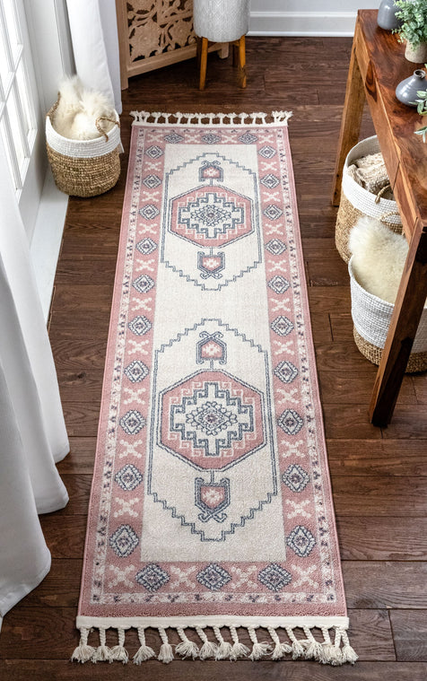 Kaya Southwestern Tribal Medallion Blush Kilim-Style Rug