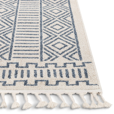 Dora Tribal Moroccan Geometric Light Blue Kilim-Style Rug