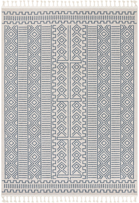 Dora Tribal Moroccan Geometric Light Blue Kilim-Style Rug