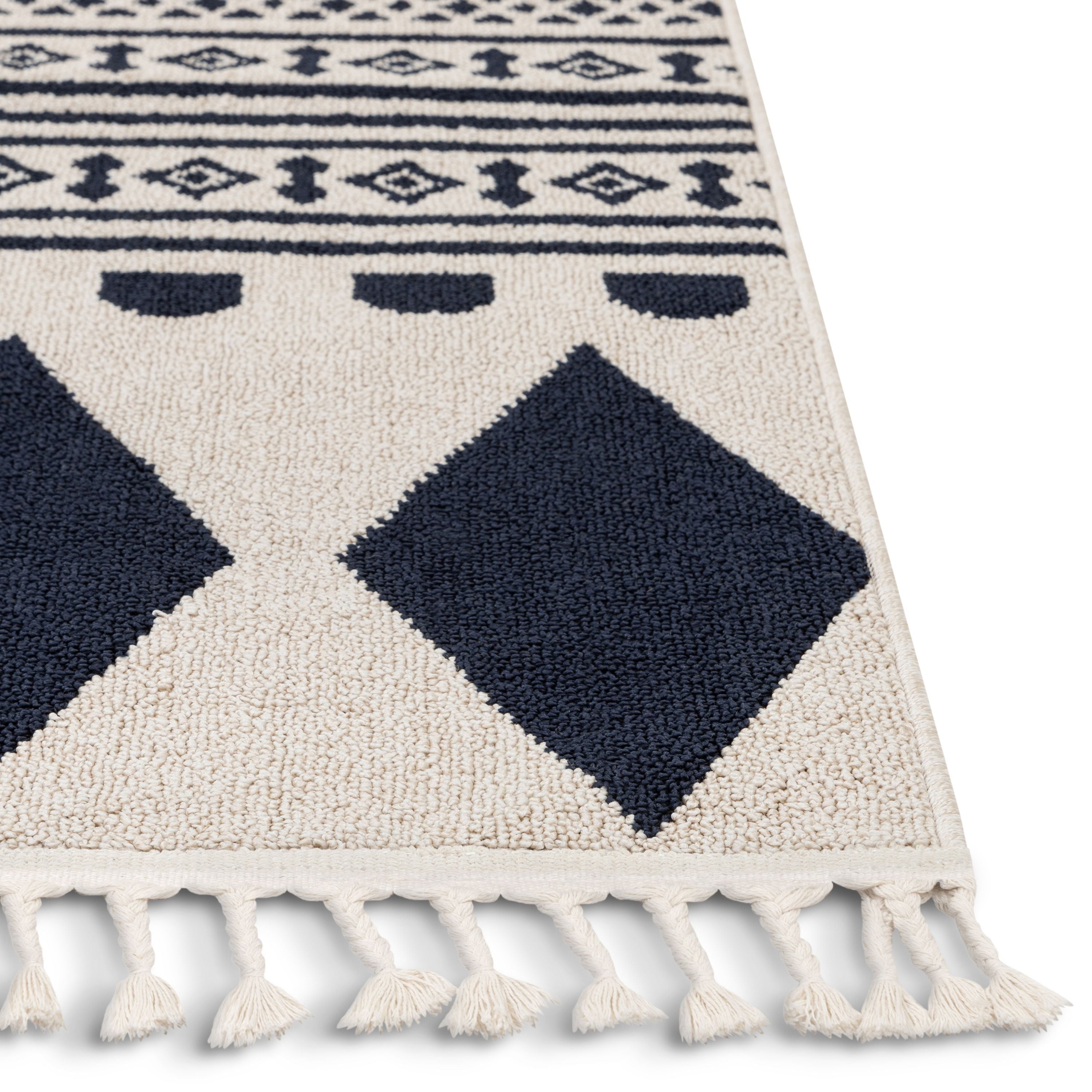 Cruce Tribal Moroccan Geometric Dark Blue Kilim-Style Rug