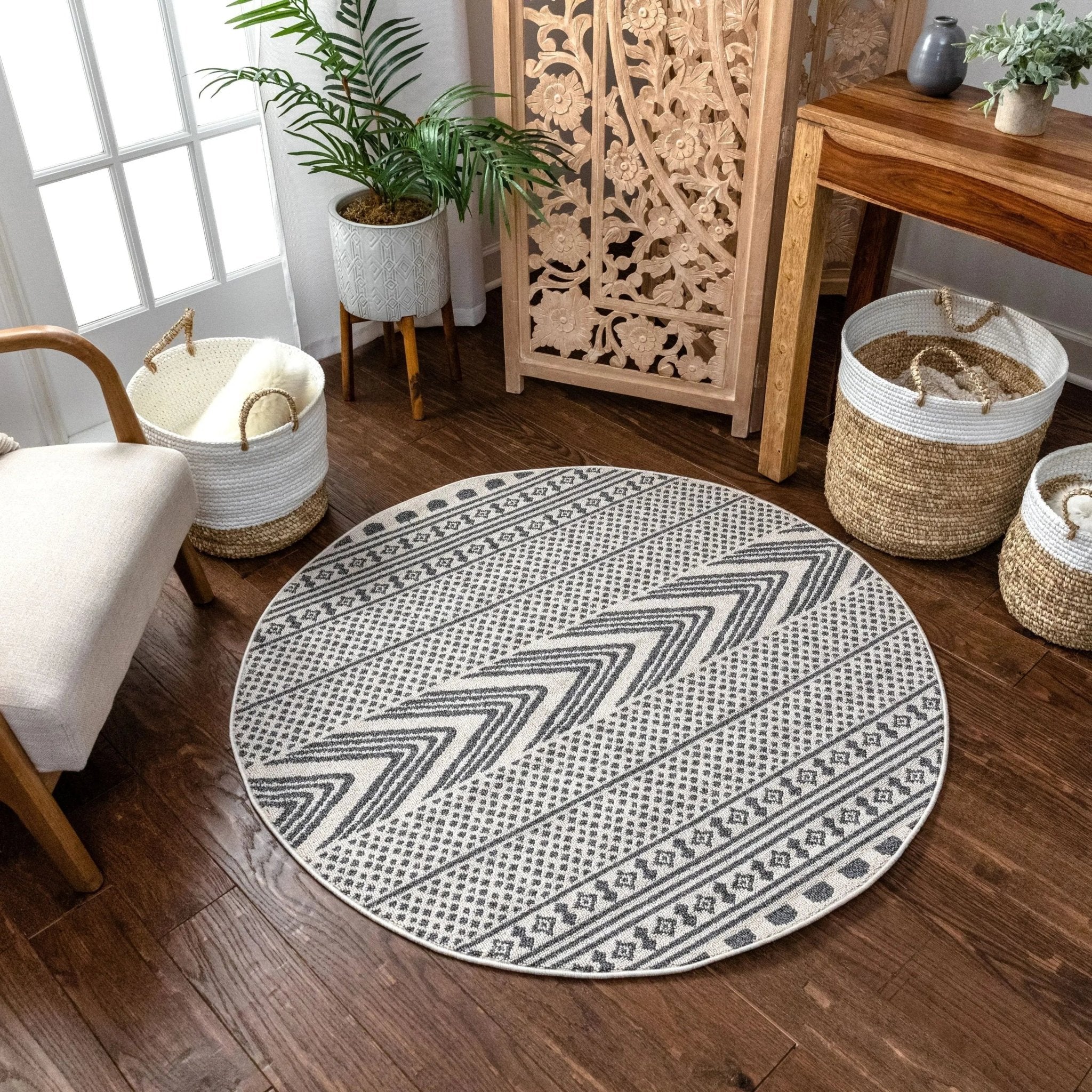 Cruce Tribal Moroccan Geometric Grey Kilim-Style Rug Well Woven
