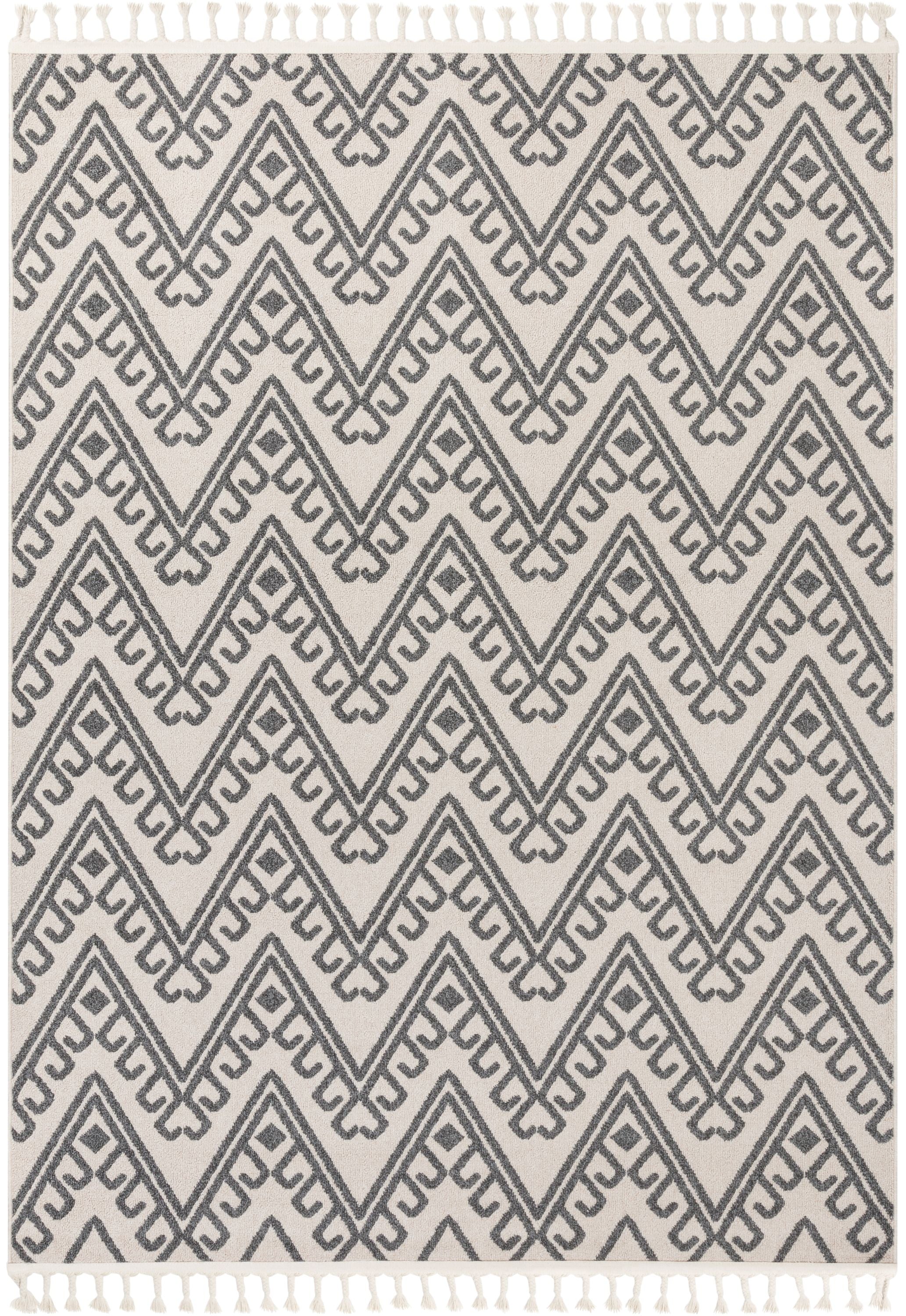 Tico Geometric Tribal Beige 5'3" x 7'3" Kilim-Style Rug