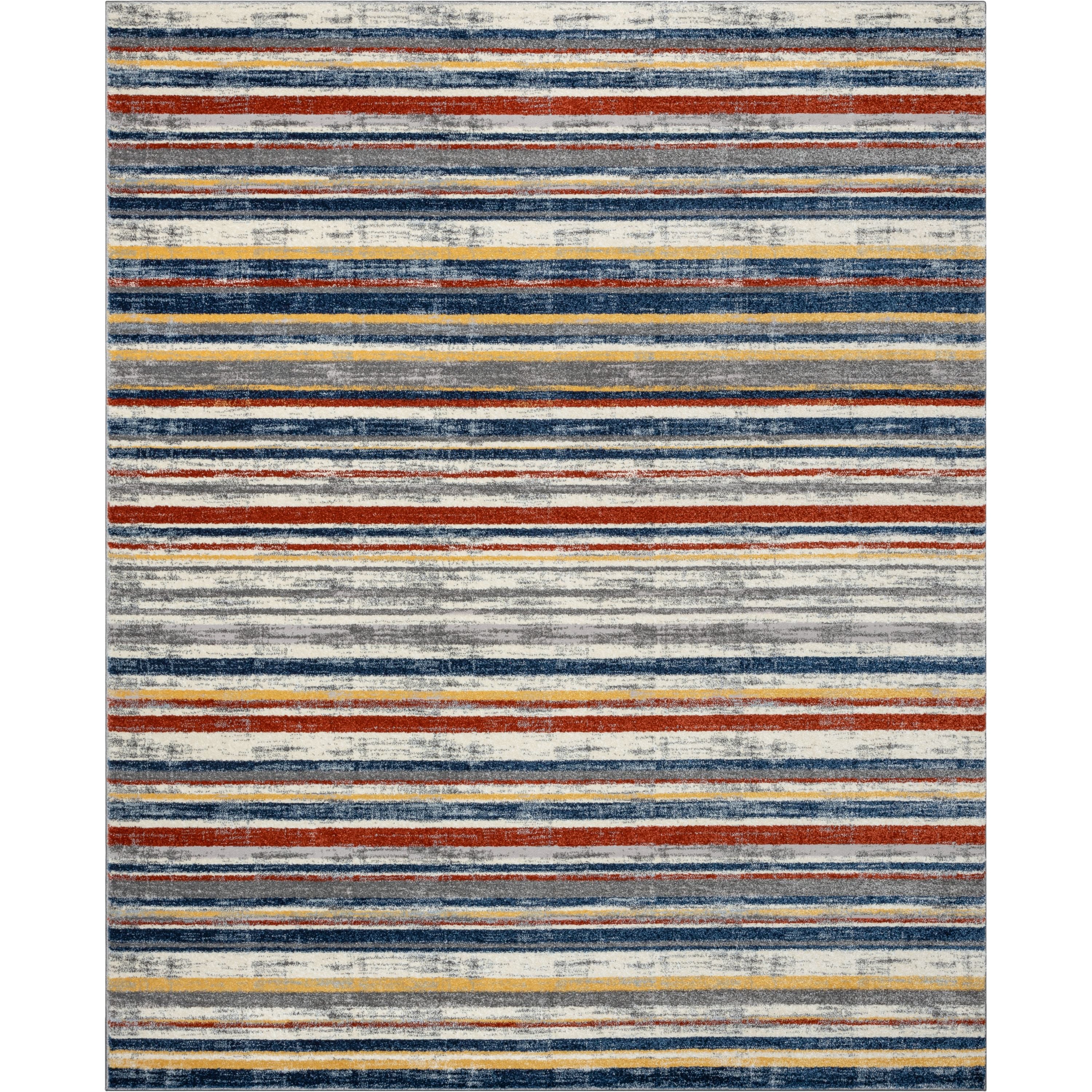 Thar Modern Stripes Ivory Multi High-Low Rug