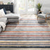 Thar Modern Stripes Ivory Multi High-Low Rug