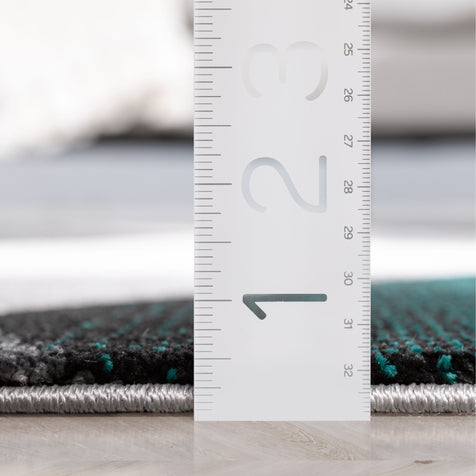 Salar Modern Geometric Grey Green High-Low Rug