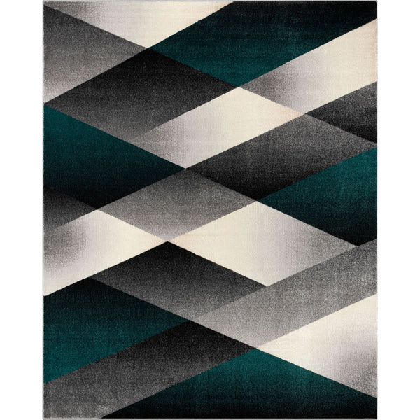 Salar Modern Geometric Grey Green High-Low Rug