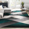 Salar Modern Geometric Grey Green High-Low Rug