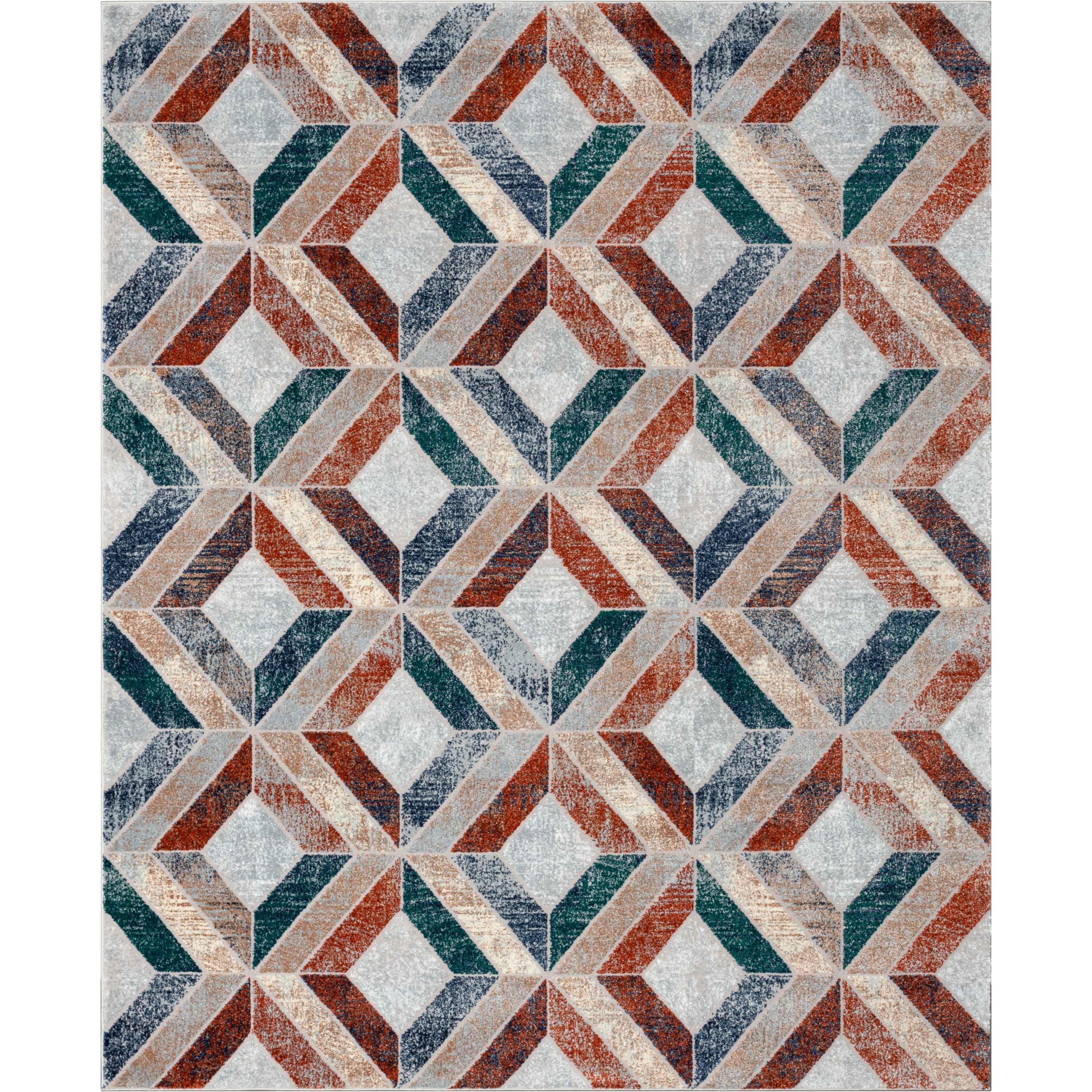 Chihua Geometric Blue Multi High-Low Rug