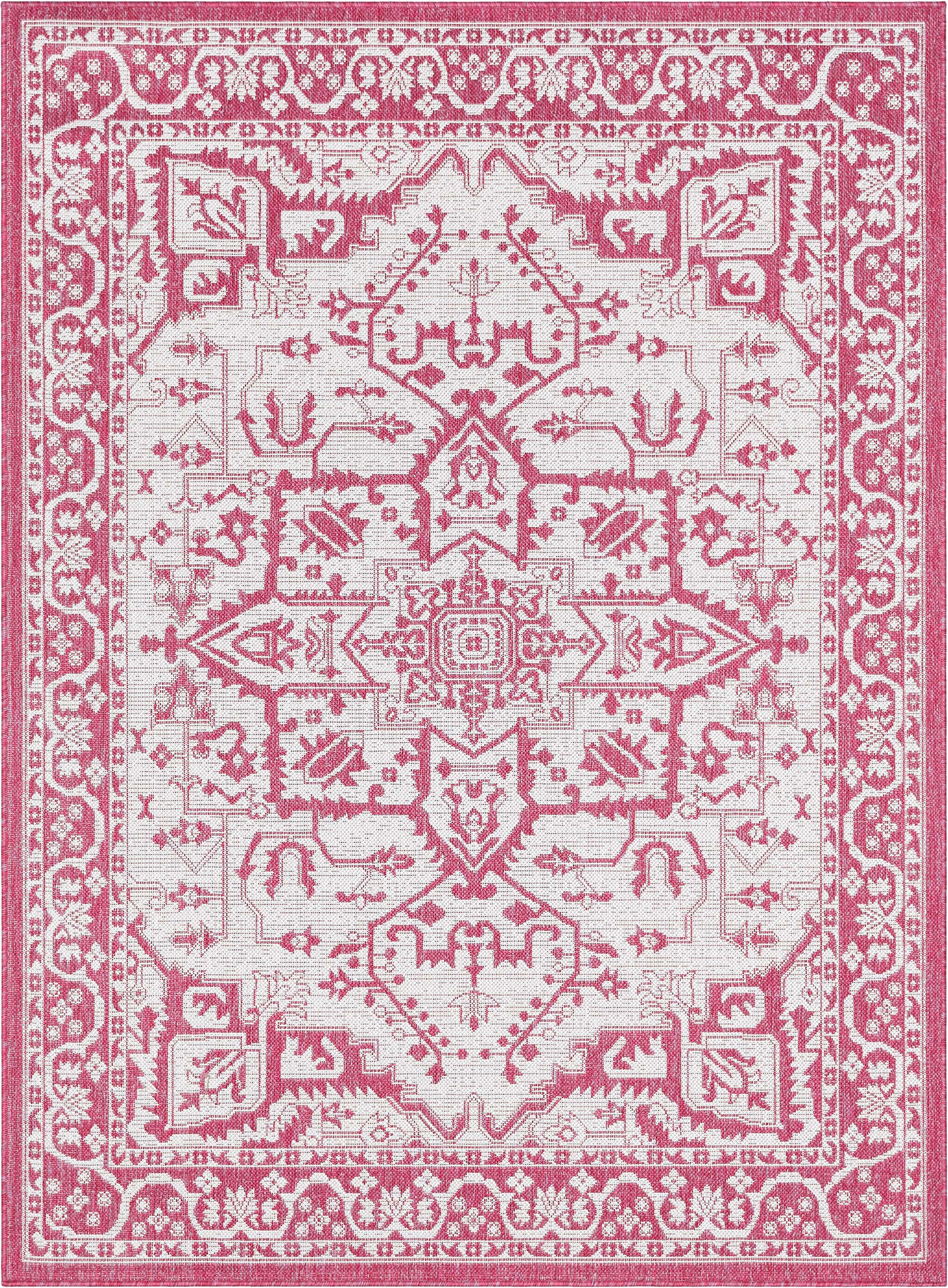 Celesine Oriental Medallion Indoor/Outdoor Fuschia Flat-Weave Rug