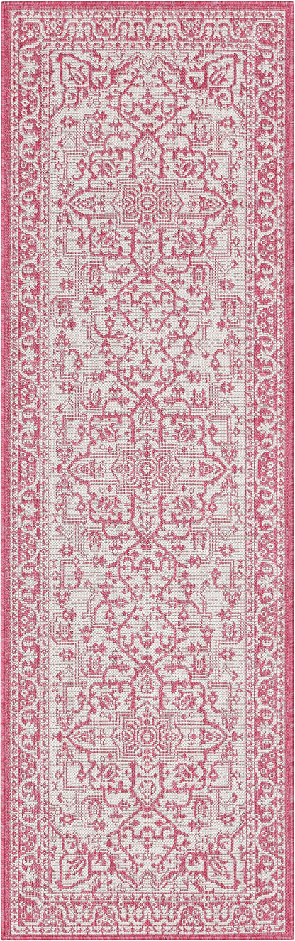 Celesine Oriental Medallion Indoor/Outdoor Fuschia Flat-Weave Rug