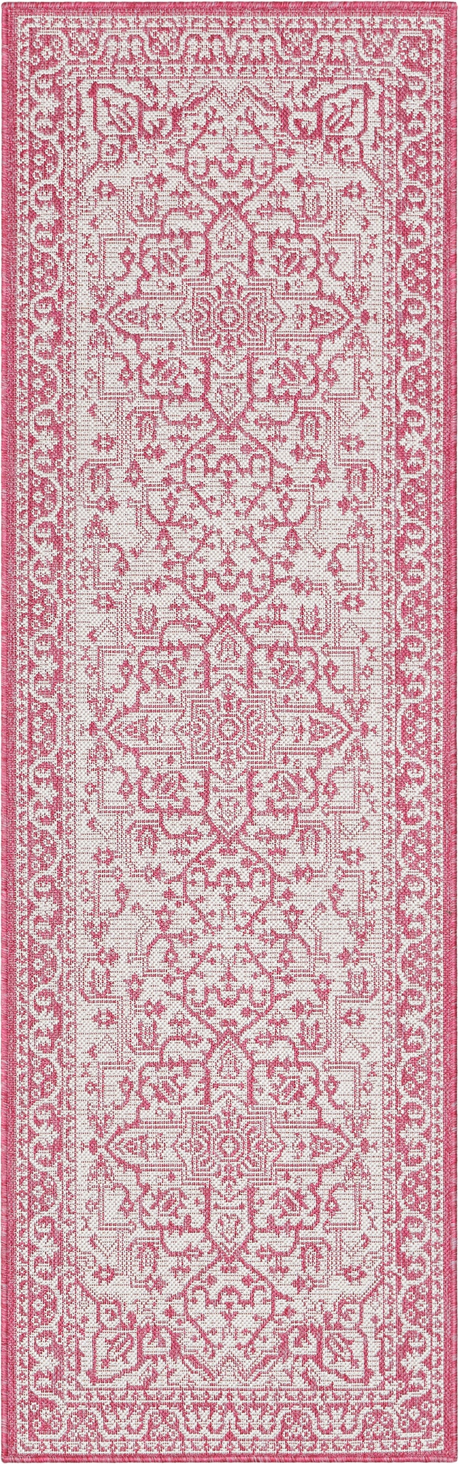 Celesine Oriental Medallion Indoor/Outdoor Fuschia Flat-Weave Rug