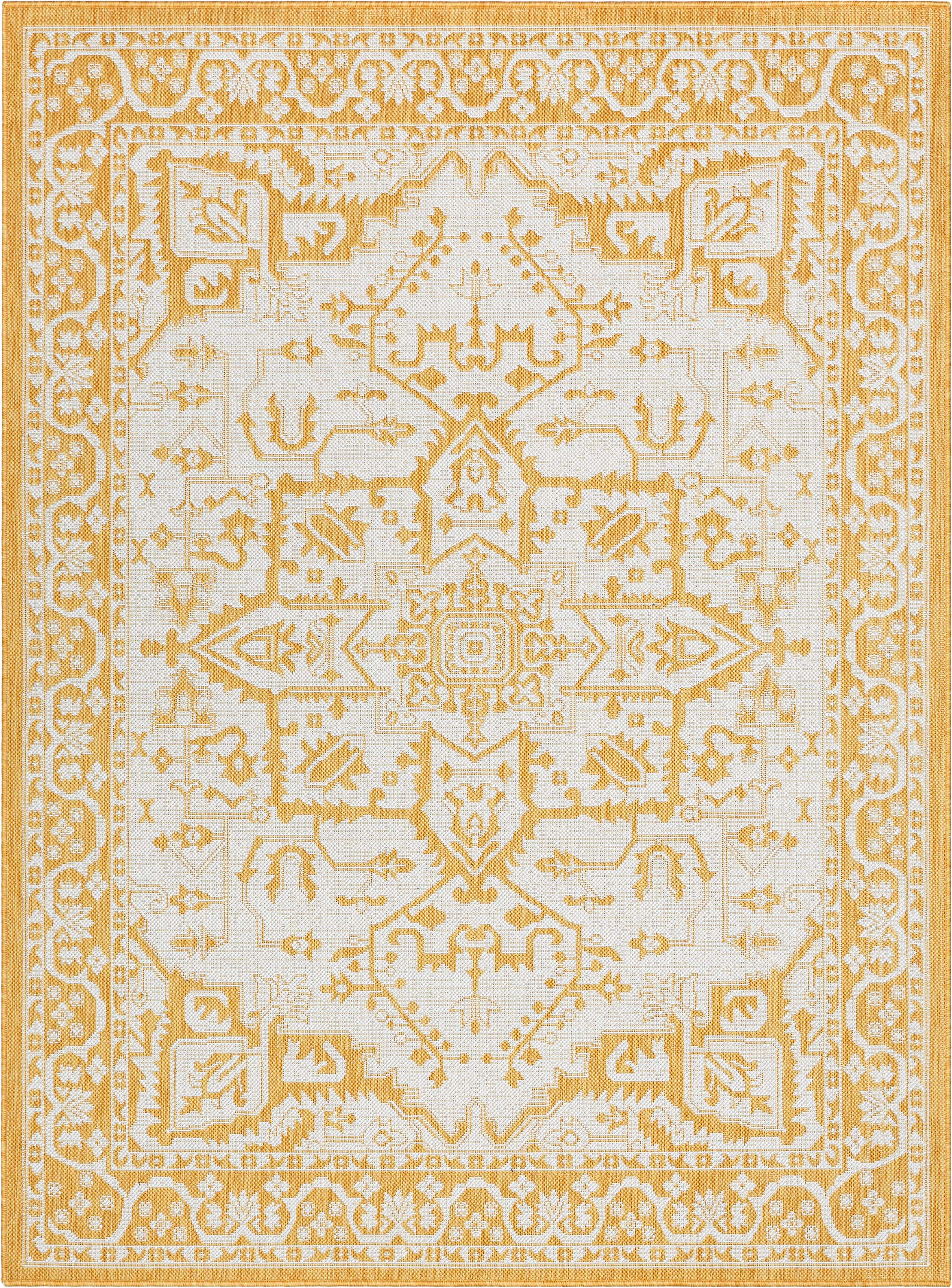 Celesine Oriental Medallion Indoor/Outdoor Yellow Flat-Weave Rug