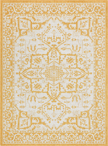 Celesine Oriental Medallion Indoor/Outdoor Yellow Flat-Weave Rug