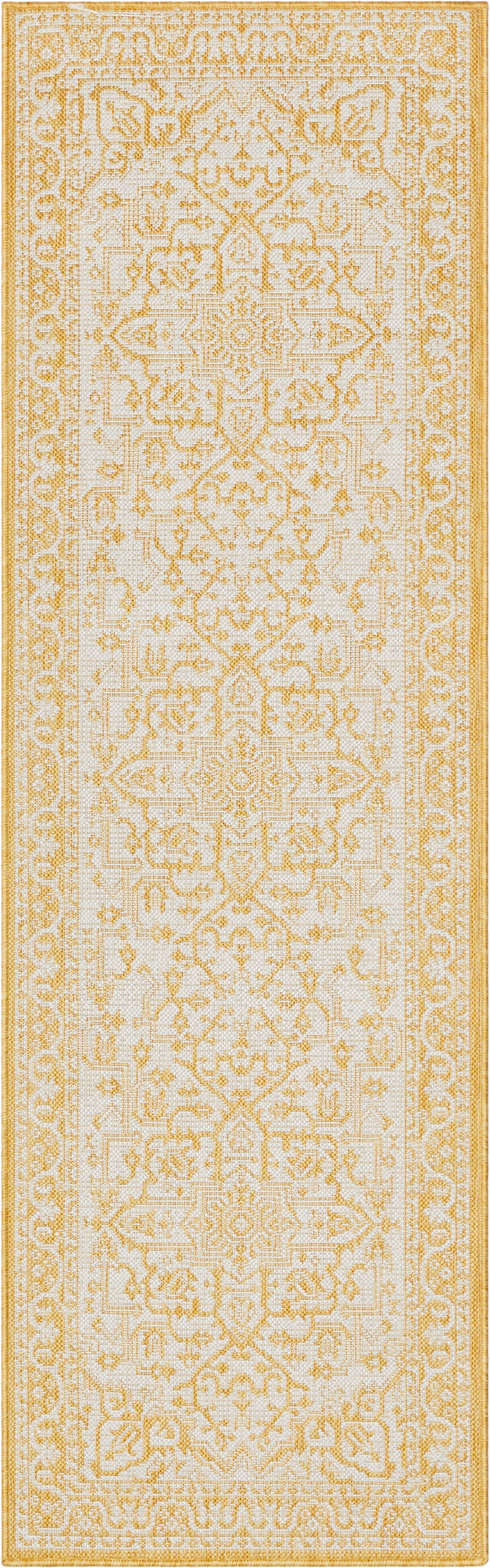 Celesine Oriental Medallion Indoor/Outdoor Yellow Flat-Weave Rug