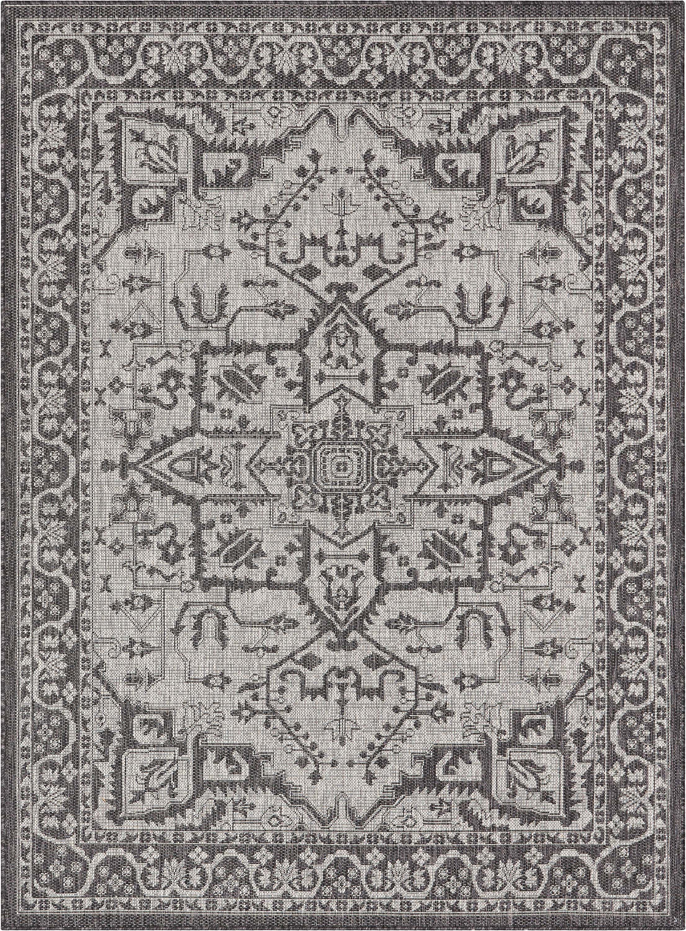 Celesine Oriental Medallion Indoor/Outdoor Black Flat-Weave Rug