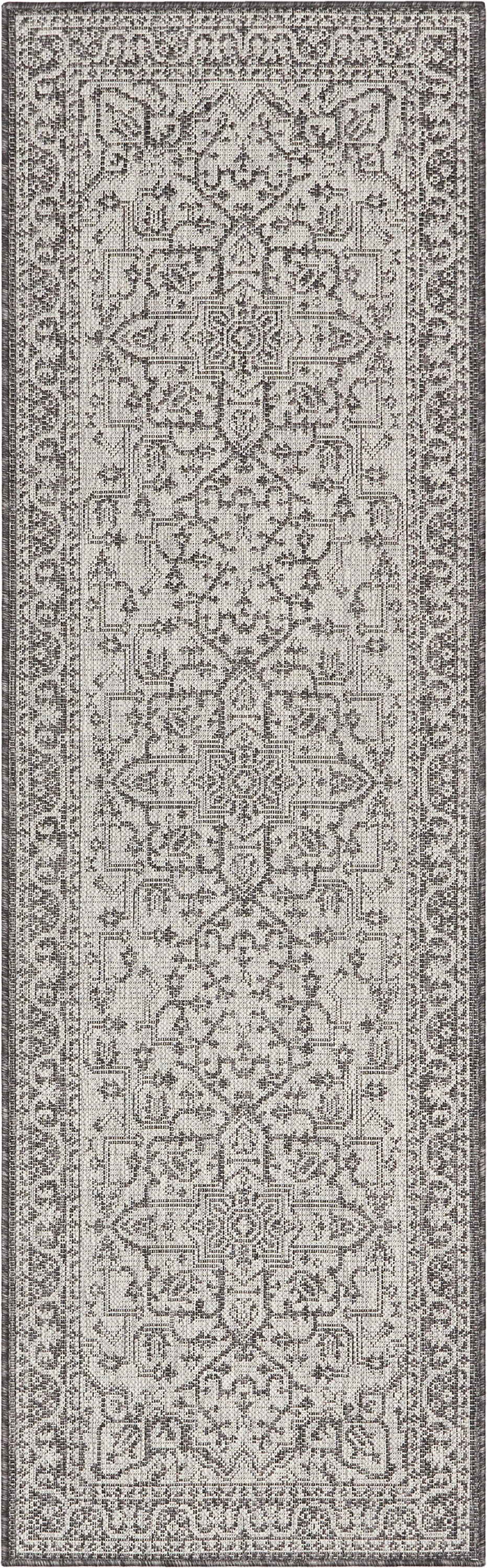 Celesine Oriental Medallion Indoor/Outdoor Black Flat-Weave Rug