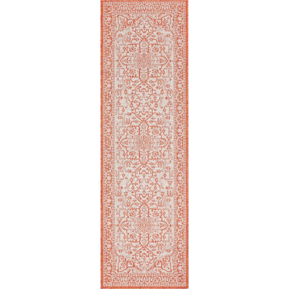 Celesine Oriental Medallion Indoor/Outdoor Orange Flat-Weave Rug