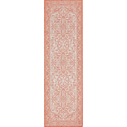 Celesine Oriental Medallion Indoor/Outdoor Orange Flat-Weave Rug