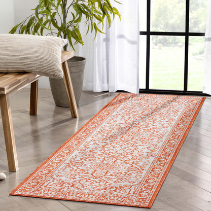 Celesine Oriental Medallion Indoor/Outdoor Orange Flat-Weave Rug