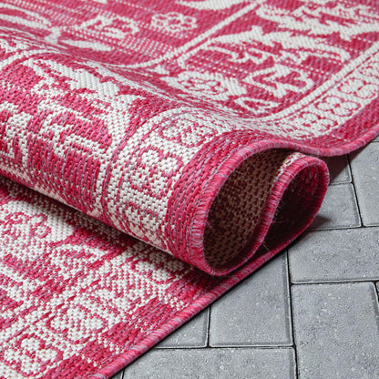 Delphi Oriental Persian Indoor/Outdoor Fuchsia Flat-Weave Rug