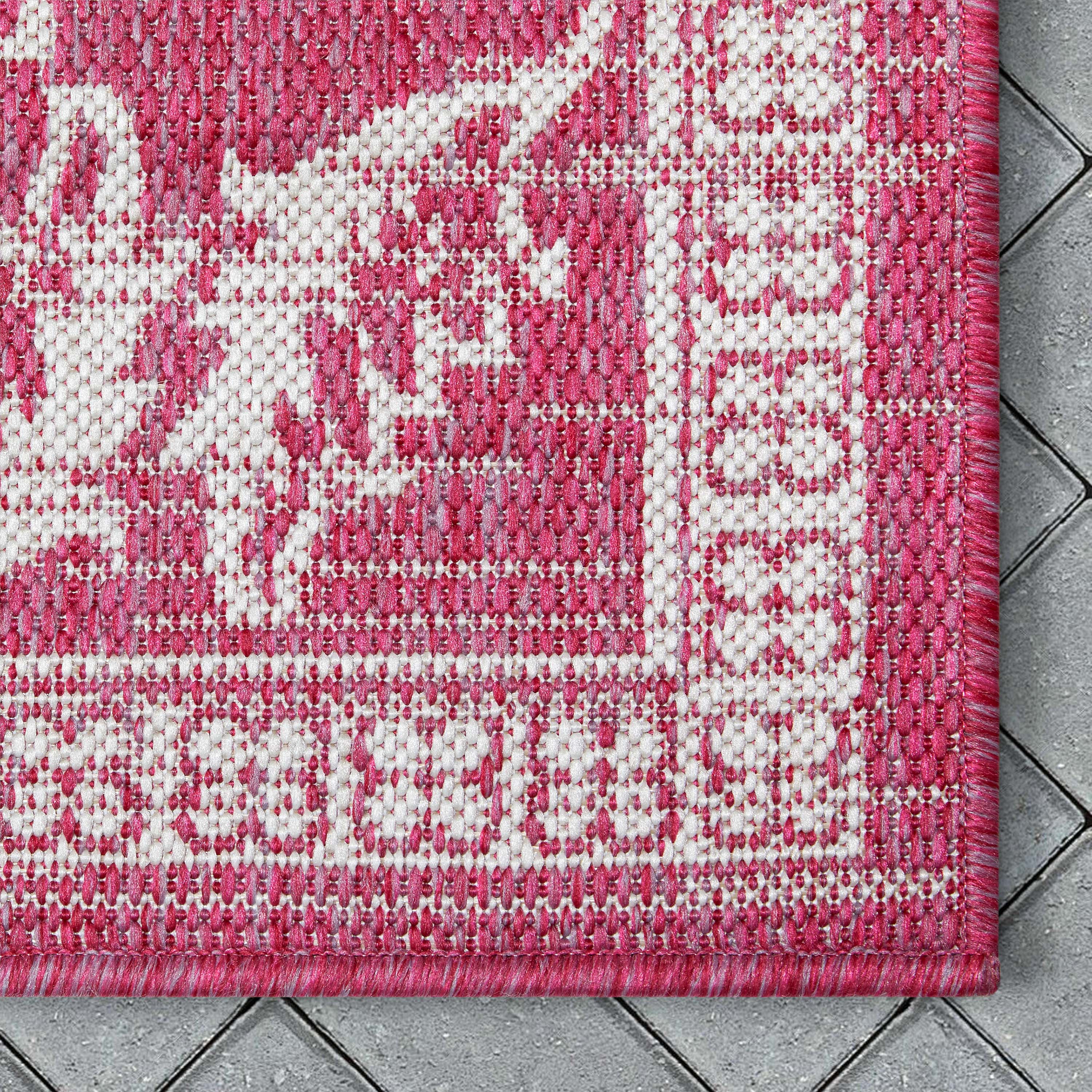 Delphi Oriental Persian Indoor/Outdoor Fuchsia Flat-Weave Rug