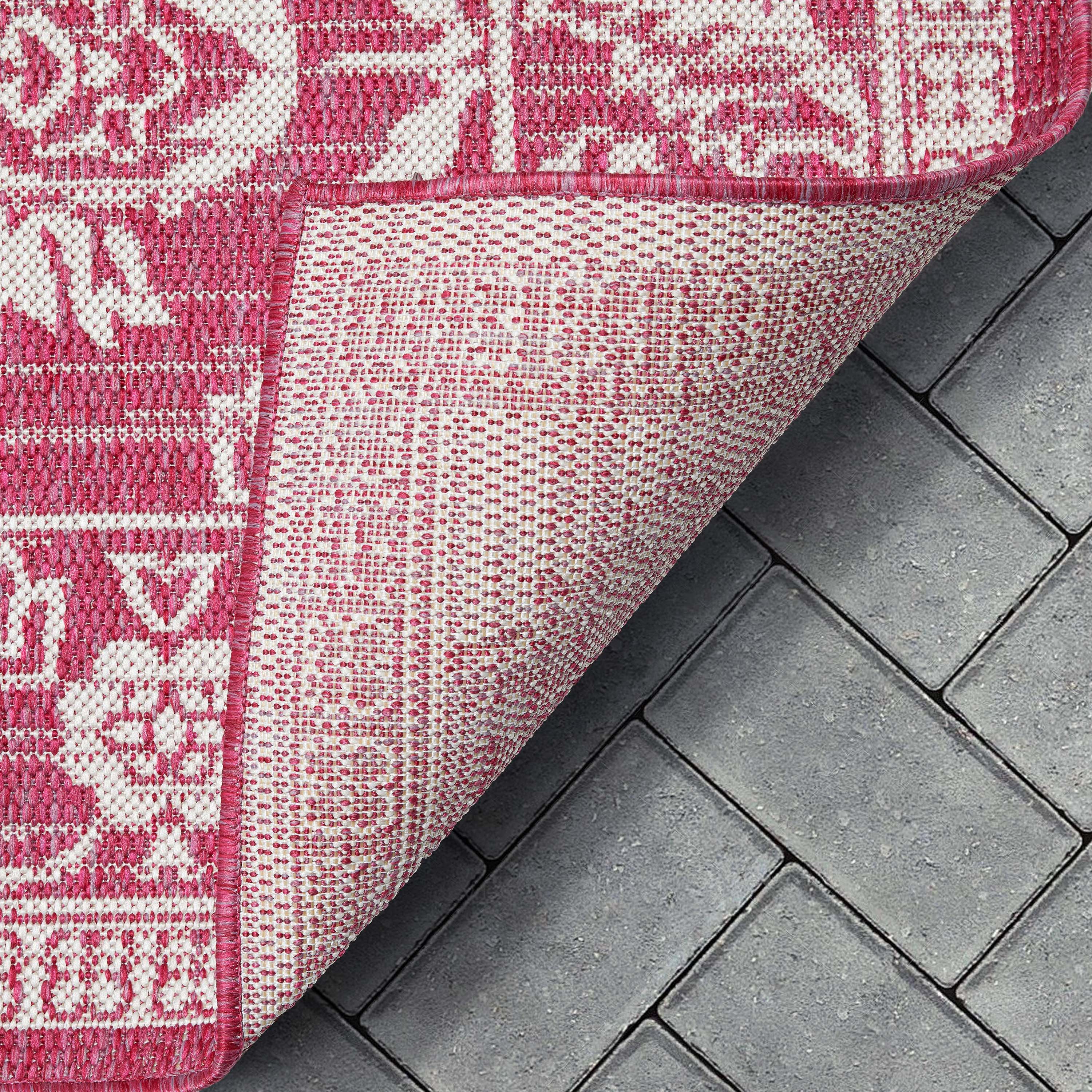 Delphi Oriental Persian Indoor/Outdoor Fuchsia Flat-Weave Rug