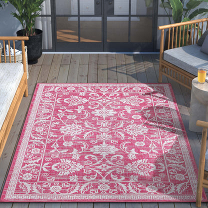 Delphi Oriental Persian Indoor/Outdoor Fuchsia Flat-Weave Rug