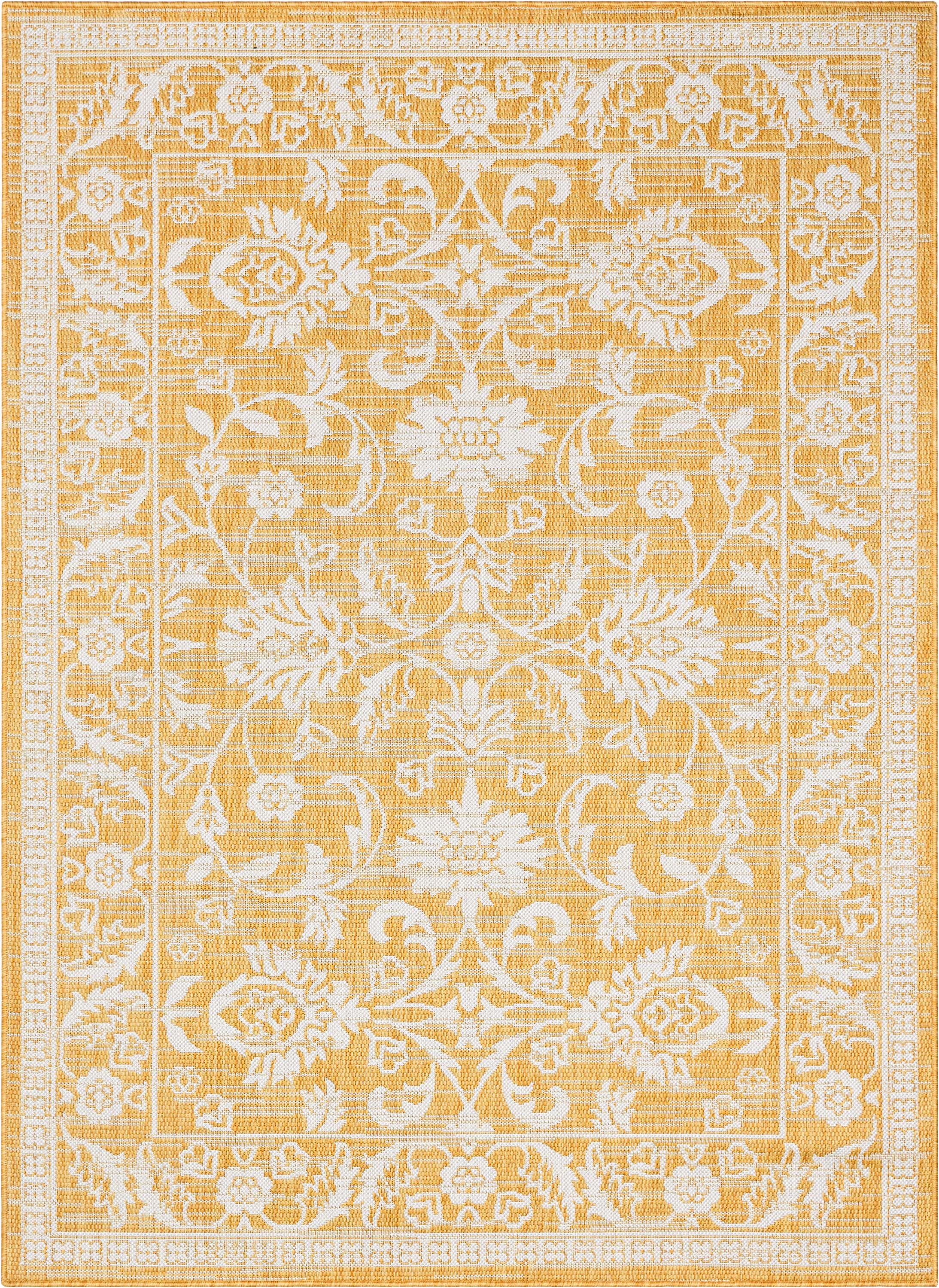 Delphi Oriental Persian Indoor/Outdoor Yellow Flat-Weave Rug