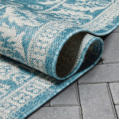 Delphi Oriental Persian Indoor/Outdoor Blue Flat-Weave Rug