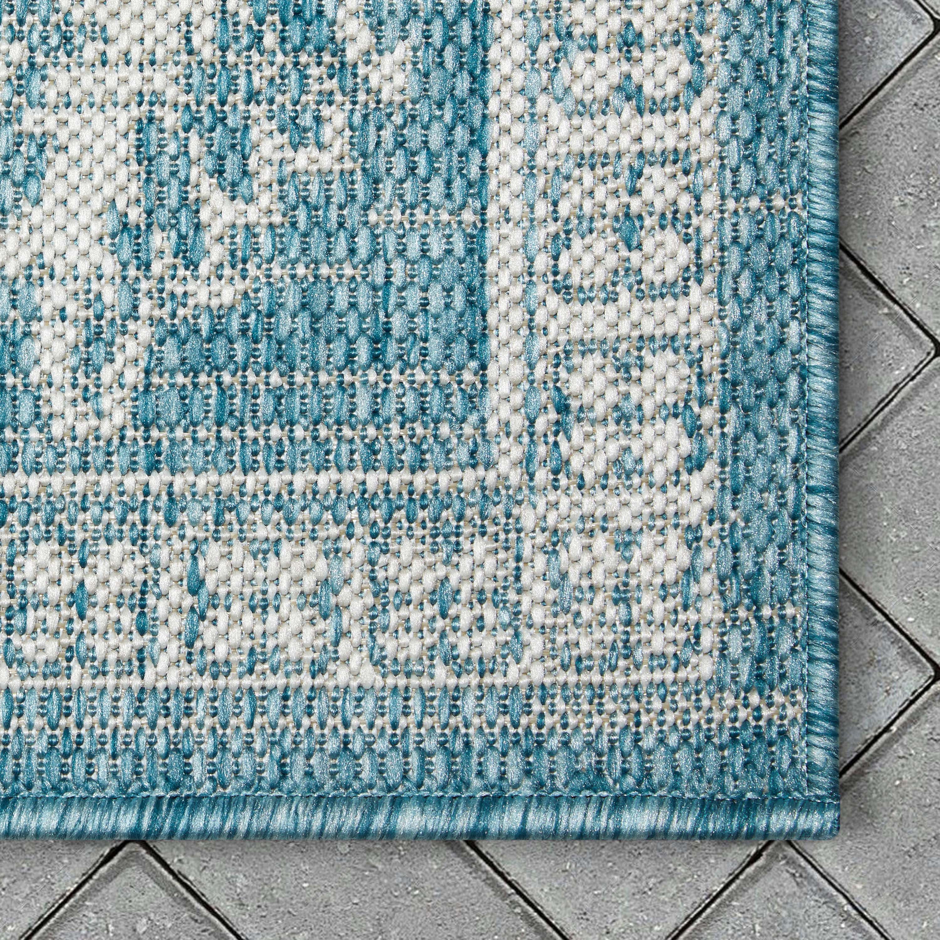 Delphi Oriental Persian Indoor/Outdoor Blue Flat-Weave Rug