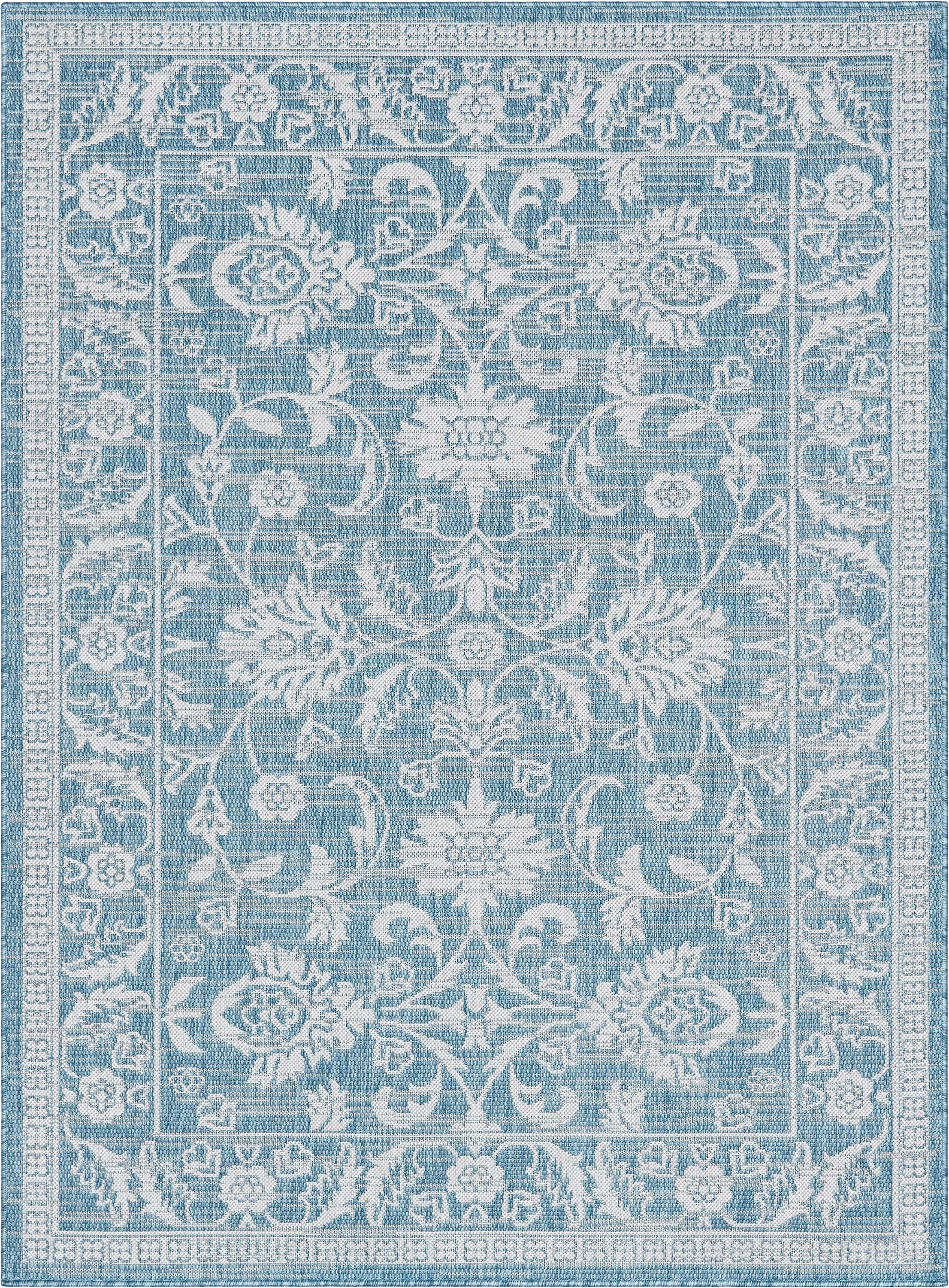 Delphi Oriental Persian Indoor/Outdoor Blue Flat-Weave Rug