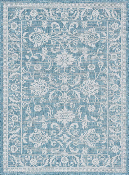 Delphi Oriental Persian Indoor/Outdoor Blue Flat-Weave Rug