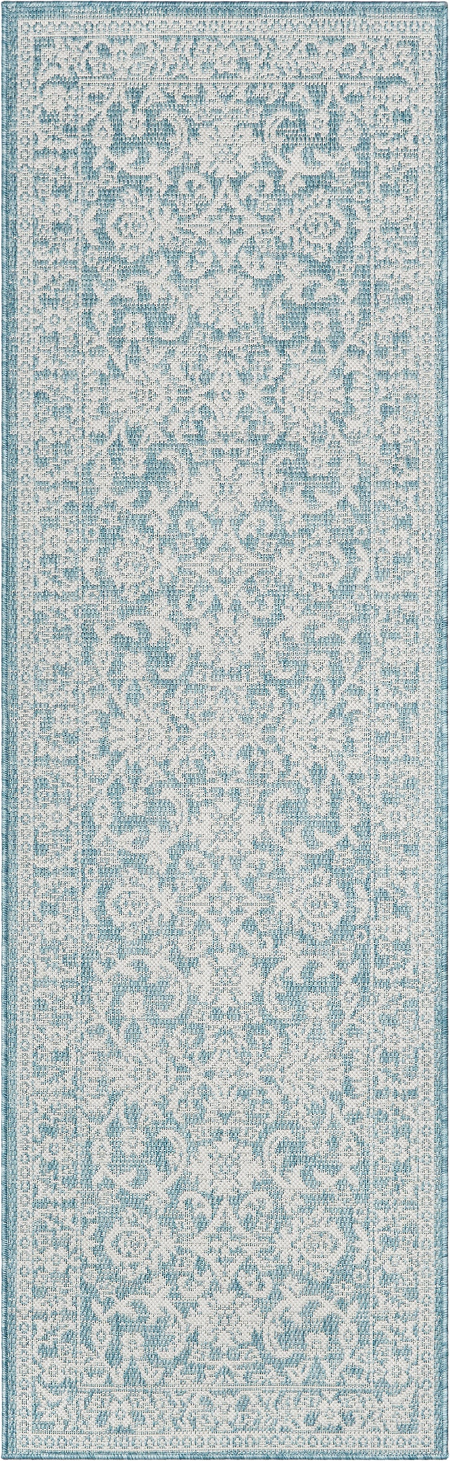 Delphi Oriental Persian Indoor/Outdoor Blue Flat-Weave Rug