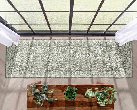 Delphi Oriental Persian Indoor/Outdoor Green Flat-Weave Rug