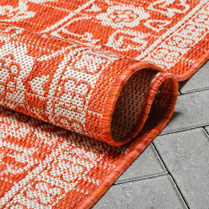 Delphi Oriental Persian Indoor/Outdoor Orange Flat-Weave Rug