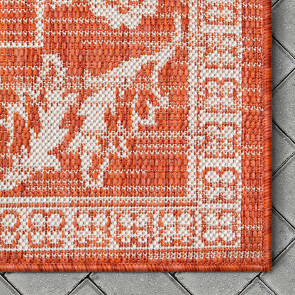 Delphi Oriental Persian Indoor/Outdoor Orange Flat-Weave Rug