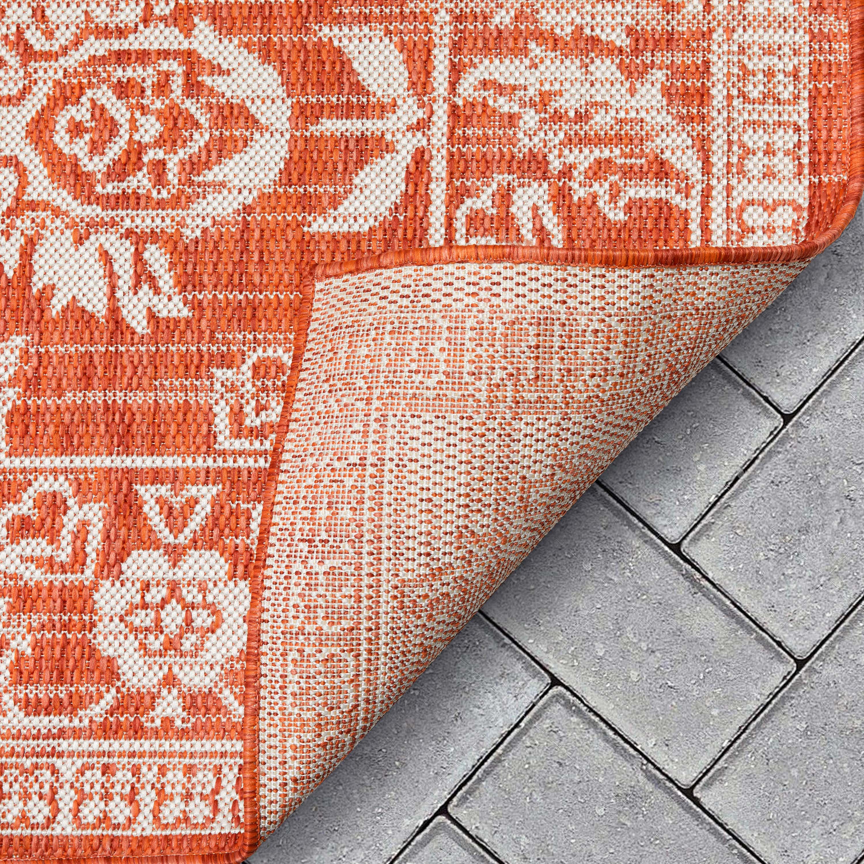 Delphi Oriental Persian Indoor/Outdoor Orange Flat-Weave Rug