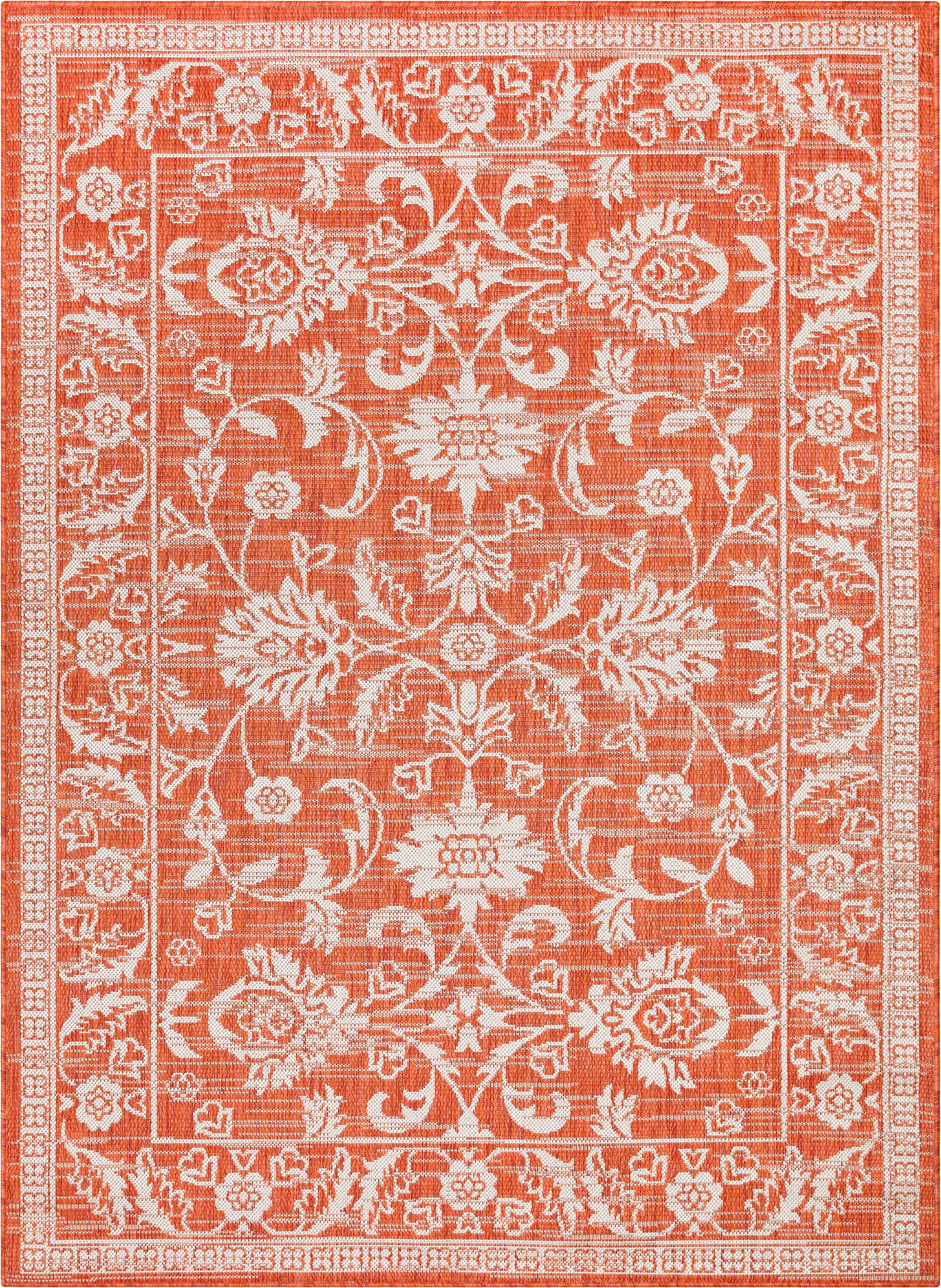 Delphi Oriental Persian Indoor/Outdoor Orange Flat-Weave Rug