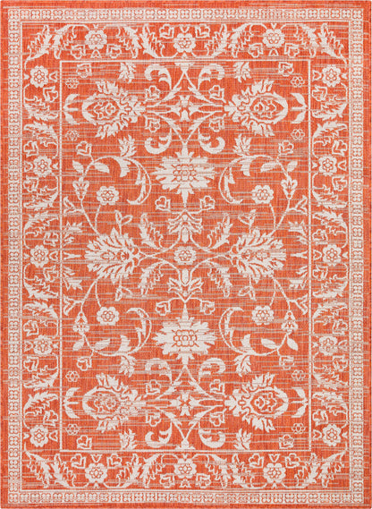 Delphi Oriental Persian Indoor/Outdoor Orange Flat-Weave Rug