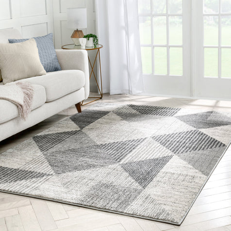 Lujo Mid-Century Modern Geometric Grey Rug