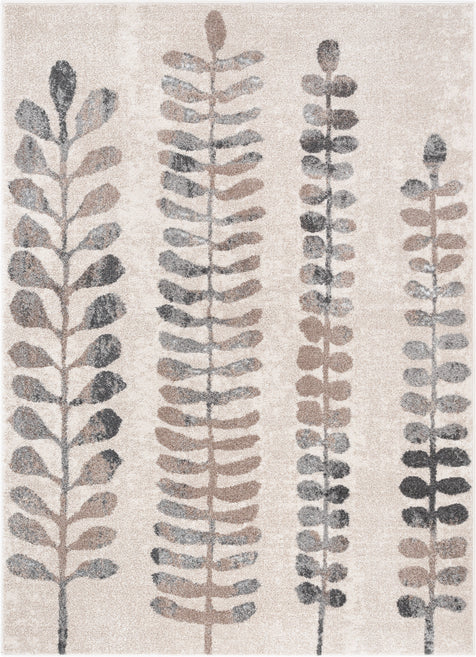 Myra Abstract Leaf Pattern Ivory Vintage Rug