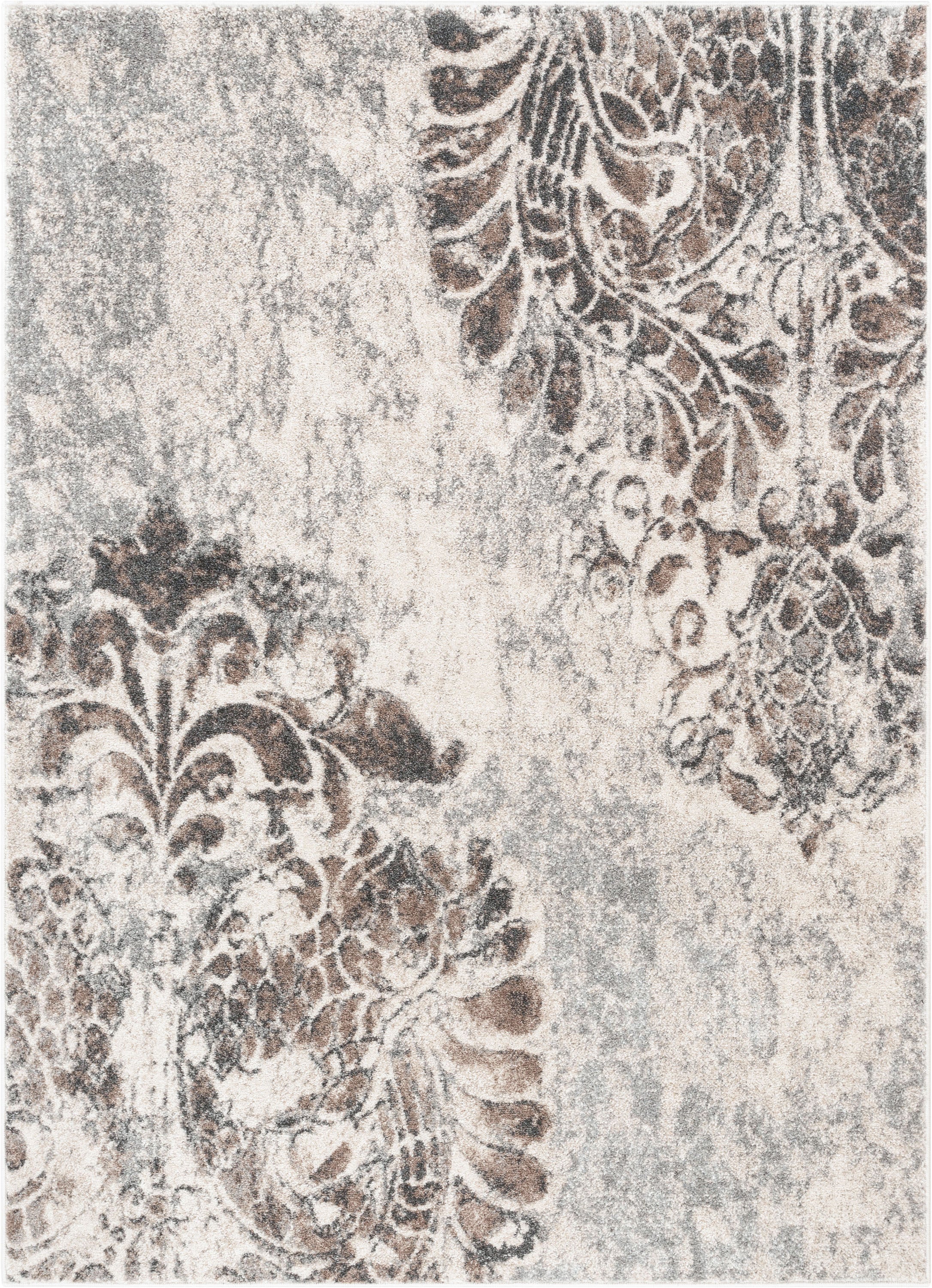 Maisie Botanical Damask Pattern Ivory Vintage Rug