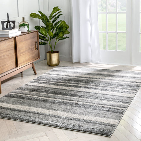 Cadi Contemporary Stripes Grey Rug