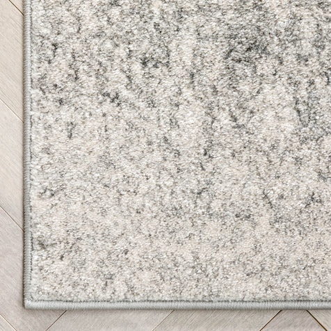 Madia Industrial Solid & Striped Distressed Grey Rug