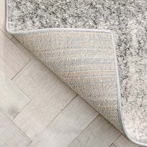 Madia Industrial Solid & Striped Distressed Grey Rug