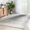 Madia Industrial Solid & Striped Distressed Grey Rug