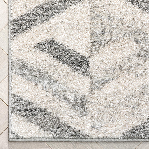 Cordoba Modern Geometric Diamond Pattern Grey Rug