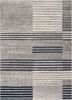 Linea Contemporary Solid & Striped Distressed Grey / Blue Rug
